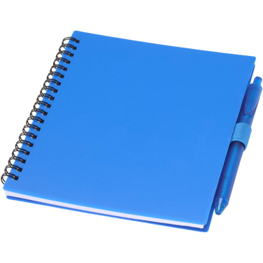 Logotrade promotional item image of: Niove recycled plastic soft cover notebook and ballpoint pen set (blue ink)