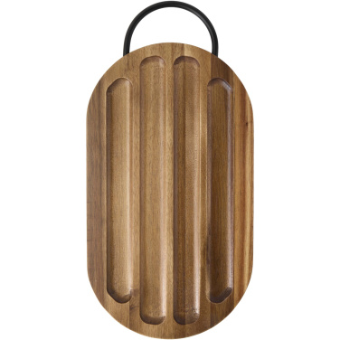 Logo trade business gift photo of: Prestige acacia wood chopping board with bread knife