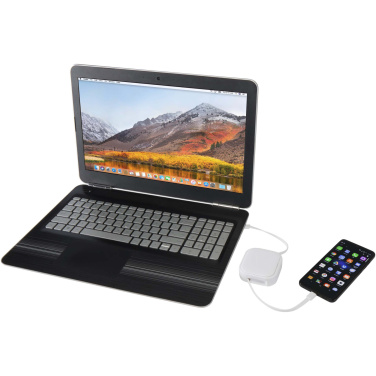 Logotrade promotional item image of: Gloas 5-in-1 recycled retractable data sync and 100W fast charge cable with smartphone tool kit