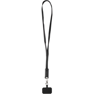Logo trade promotional product photo of: Franz recycled plastic smartphone lanyard with built-in data sync and 65W fast charge 5-in-1 cable