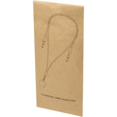 Logotrade promotional merchandise picture of: Funi recycled plastic smartphone lanyard with built-in data sync and 100W fast charge 5-in-1 cable