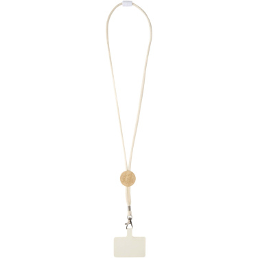 Logo trade promotional gifts picture of: Adhab smartphone lanyard with bamboo details