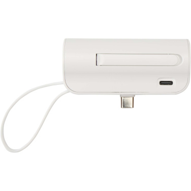 Logotrade promotional giveaways photo of: Alnair 5000 mAh 10W recycled plastic Type-C power bank with built-in flip stand and 2-in-1 cable