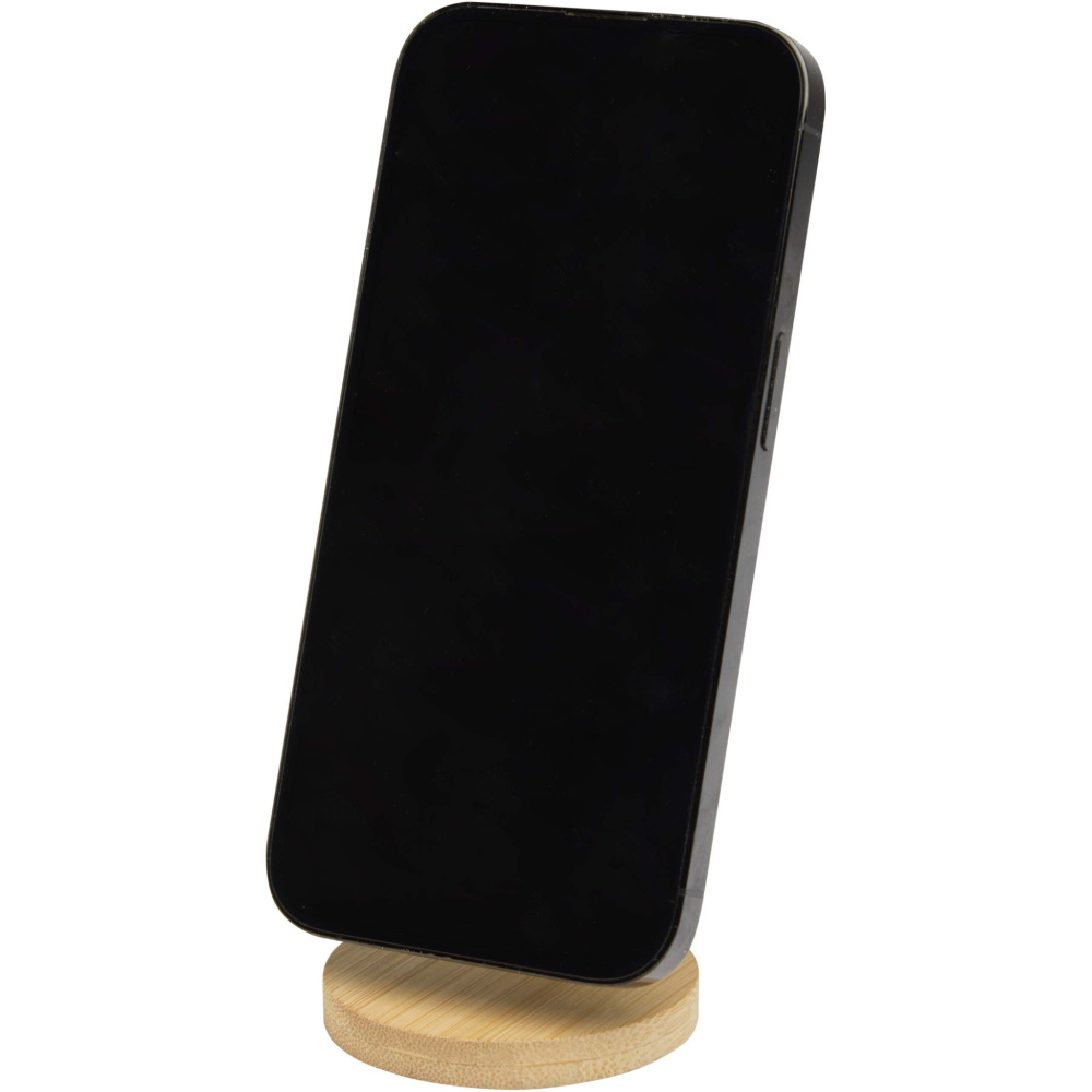 Logotrade promotional giveaways photo of: Alcor recycled plastic foldeable magnetic phone stand with bamboo details
