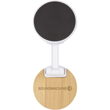 Logo trade promotional giveaway photo of: Alcor recycled plastic foldeable magnetic phone stand with bamboo details