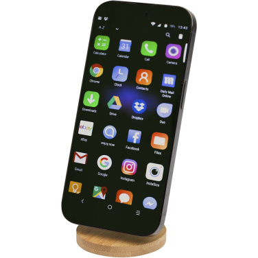 Logotrade promotional gifts photo of: Alcor recycled plastic foldeable magnetic phone stand with bamboo details
