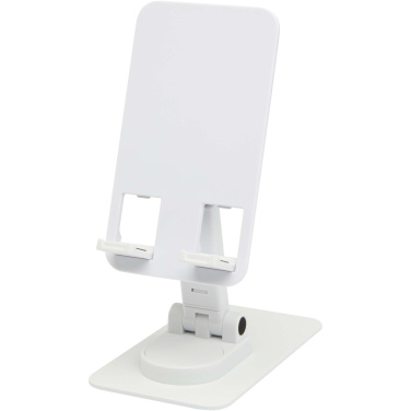 Logo trade promotional gift photo of: Alhena recycled plastic foldeable phone holder with metal desk stand