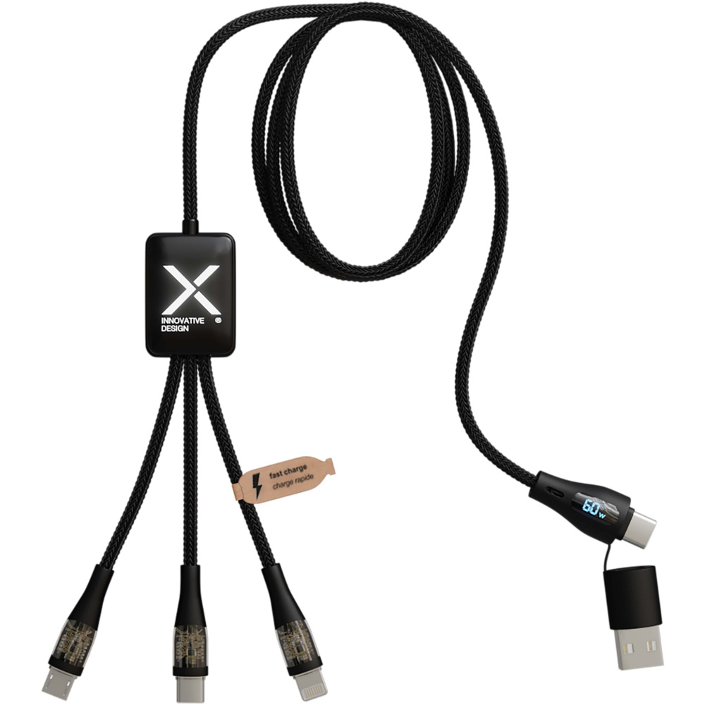 Logo trade promotional products image of: SCX.design C51 60W 5-in-1 rPET fast charging cable with display