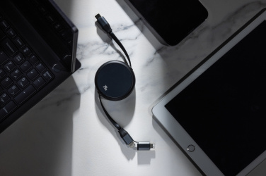 Logotrade promotional item picture of: Terra RCS recycled aluminium retractable 240W 2-in-1 cable