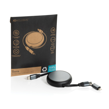 Logotrade promotional merchandise image of: Terra RCS recycled aluminium retractable 240W 2-in-1 cable