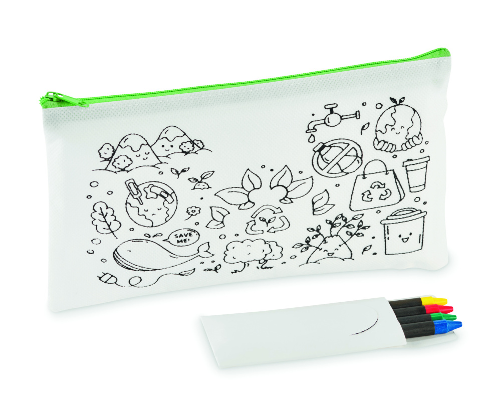 Logo trade advertising products image of: Pencil case with 4 crayons