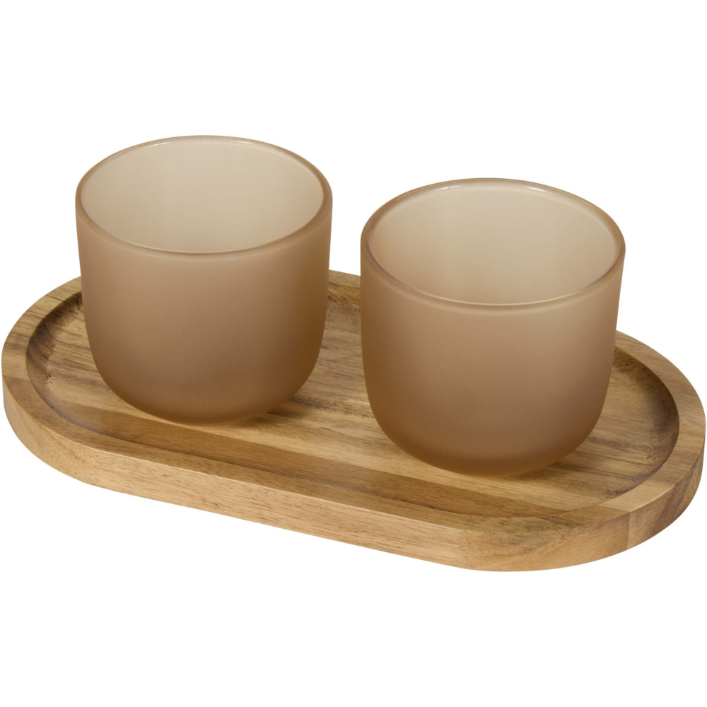 Logo trade advertising products image of: Male wooden serving tray and glass cups set