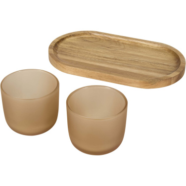 Logotrade promotional giveaway image of: Male wooden serving tray and glass cups set