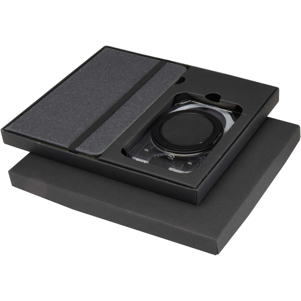 Logo trade corporate gifts image of: Kern A6 hard cover notebook and MagSafe wallet gift set