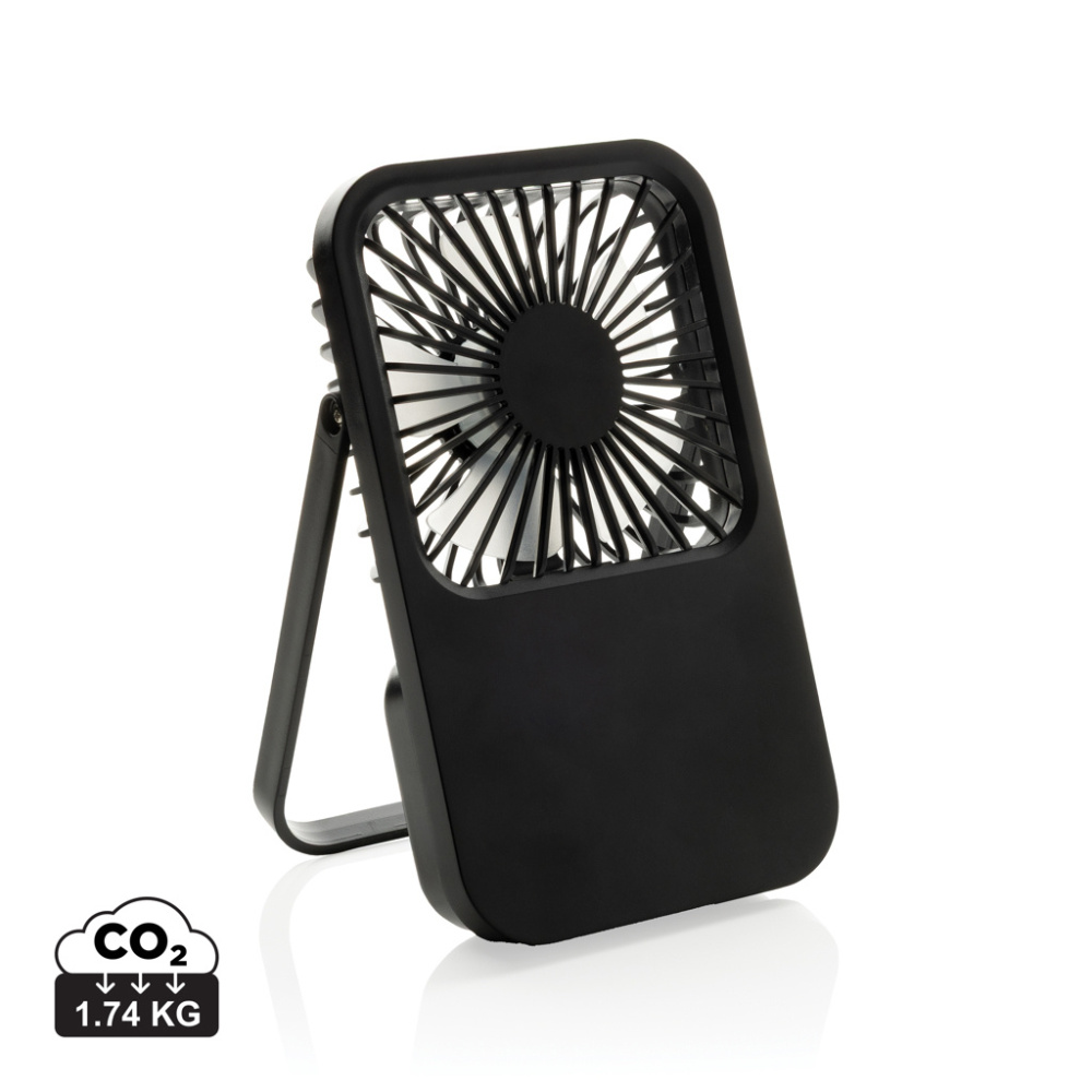 Logotrade promotional item image of: Aervina RCS recycled plastic re-chargeable desk fan