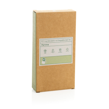 Logo trade corporate gifts picture of: Aervina RCS recycled plastic re-chargeable desk fan