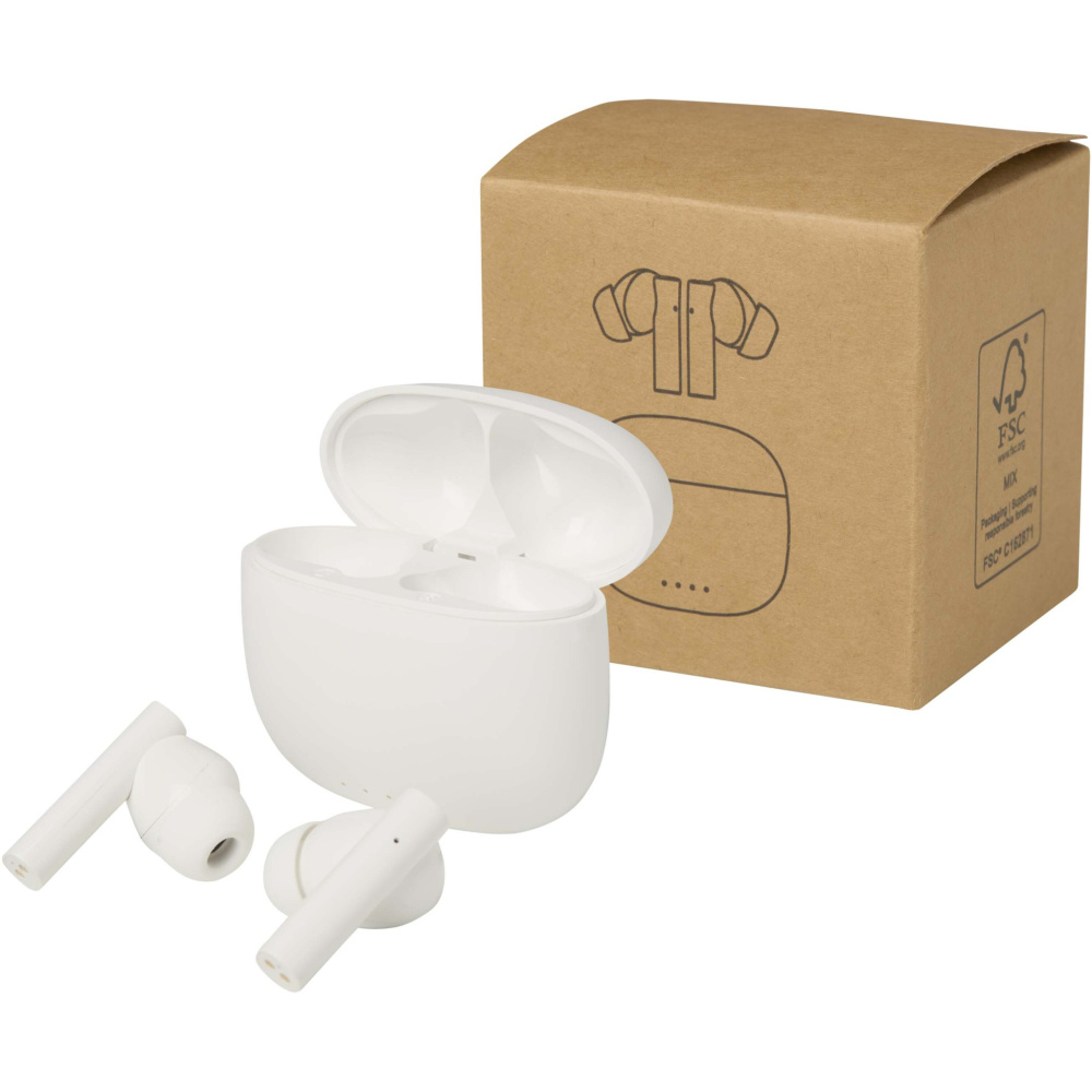 Logotrade promotional product picture of: Alterf recycled plastic True Wireless Bluetooth® headset with silicone eartips