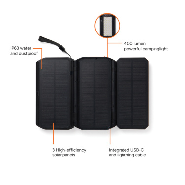 Logotrade promotional gift picture of: Nordic Drift Titan 10.000mAh solar powerbank with 3 panels