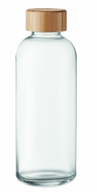 Logotrade meened pilt: Klaaspudel 650ml bambusest kaas