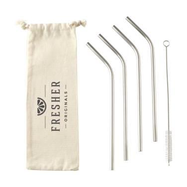 Logo trade ärikingi pilt: ECO RVS 4-osaline ECO Straw roostevabast terasest kõrred