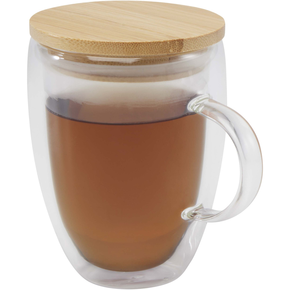 Logotrade ärikingid pilt: Leona 350 ml klaastass bambusest kaanega