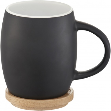 Logotrade liikelahja tuotekuva: Heart 400 ml keraaminen muki puisella kannella/alustalla