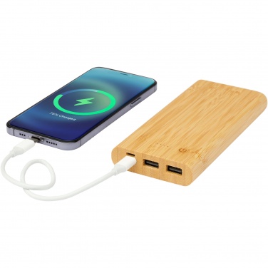 Logo trade mainoslahja kuva: Tulda-varavirtalähde, 10,000 mAh, bambua