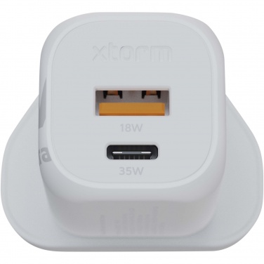 Logo trade mainoslahja ja liikelahja tuotekuva: Xtorm XEC035 GaN² Ultra 35 W seinälaturi – Iso-Britannian pistoke