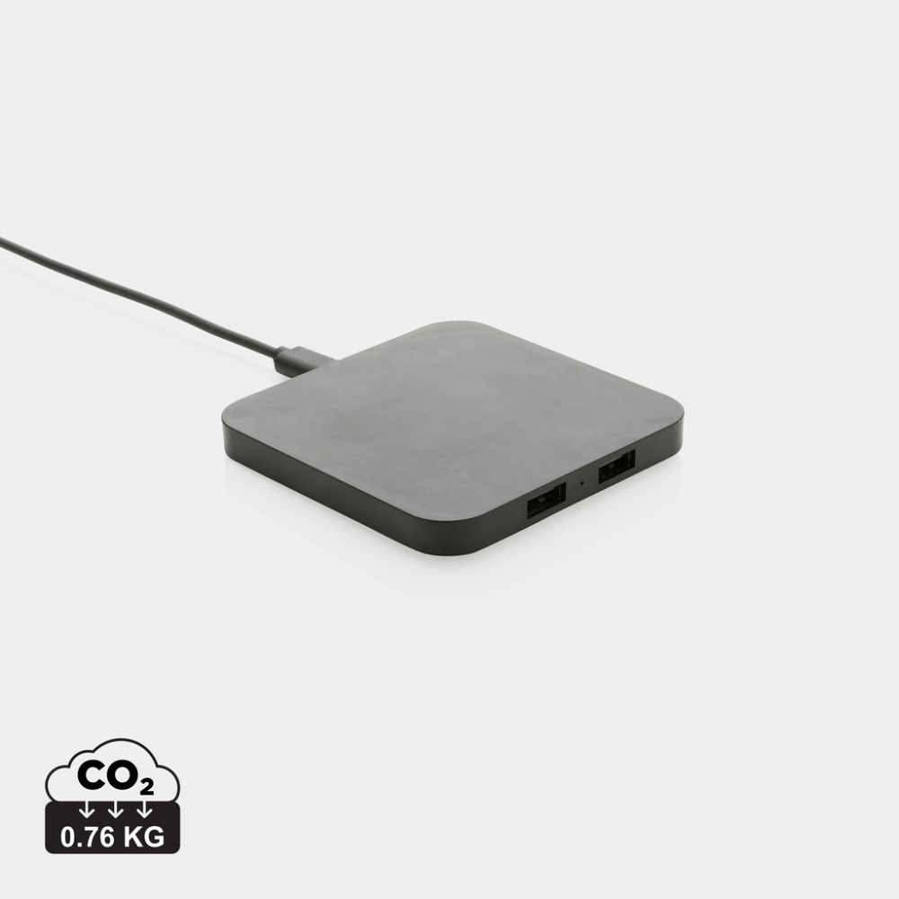 Logo trade mainoslahjat tuotekuva: RCS 10W langaton laturi USB porteilla kierrätetystä muovista