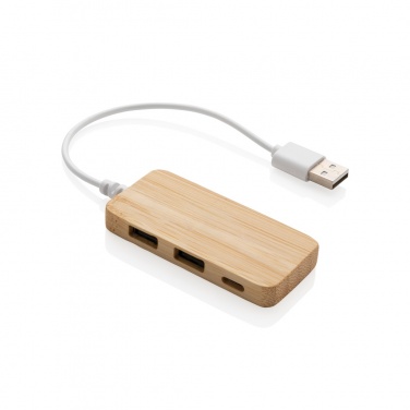 Logotrade liikelahja mainoslahja kuva: Bambuinen USB tyypin C hub