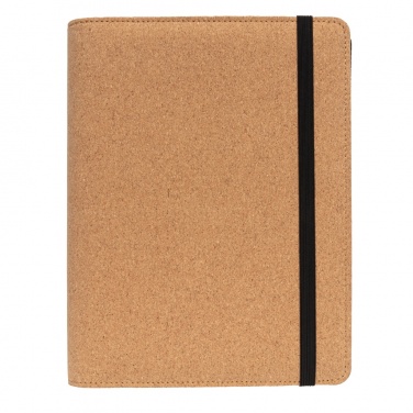 Logotrade mainostuote tuotekuva: Deluxe korkki portfolio A5 kynällä