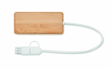 Logo trade mainoslahja kuva: 3 portin USB-keskitin bambua