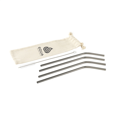 Logotrade mainoslahjat kuva: ECO RVS 4 kpl ECO Straw Set ruostumattomasta teräksestä valmistetut pillit