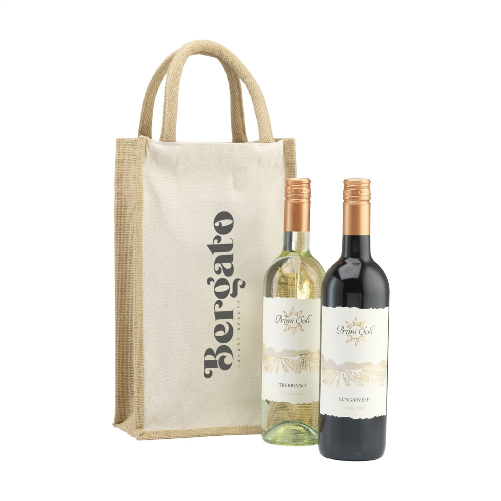 Logotrade liikelahja mainoslahja kuva: Juuttikangas Double Wine Bag