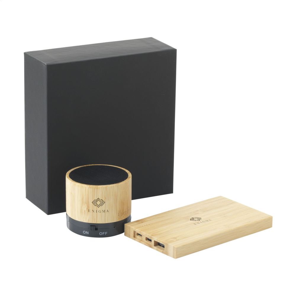 Logo trade mainostuote kuva: PowerBox Bamboo lahjasetti