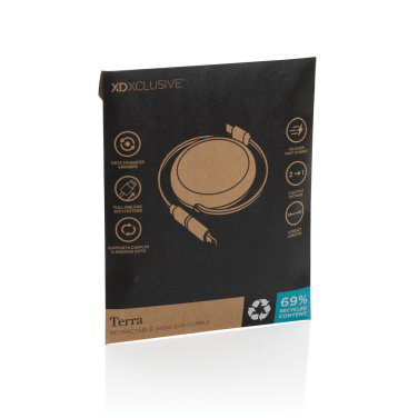 Logotrade liikelahja tuotekuva: Terra RCS 240W kierrätysalumiini 2 in 1 vetokaapeli