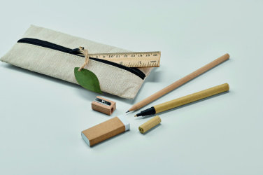 Logo trade mainoslahja ja liikelahja tuotekuva: Kirjoitussetti puu/puuvilla