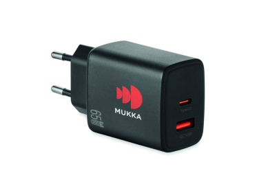 Logotrade mainoslahjat kuva: EU:n 2-napainen adapter/laturi