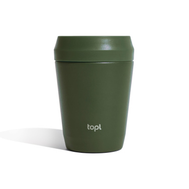 Logotrade verslo dovanos nuotrauka: Patentuotas „Topl“ perdirbto plieno „To Go“ stiklainis 360 dangtelis 235 ml