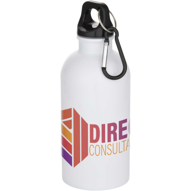Logotrade reklaminiai produktai nuotrauka: Oregon 400 ml sublimacinis RCS perdirbto nerūdijančio plieno vandens butelis su karabinu