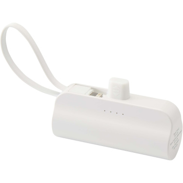 Logotrade reklaminiai produktai nuotrauka: „Alnair“ 5000 mAh 10 W perdirbto plastiko C tipo išorinė baterija su integruotu atlenkiamu stovu ir 2 viename laidu