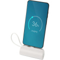 „Alnair“ 5000 mAh 10 W perdirbto plastiko C tipo išorinė baterija su integruotu atlenkiamu stovu ir 2 viename laidu, Balta
