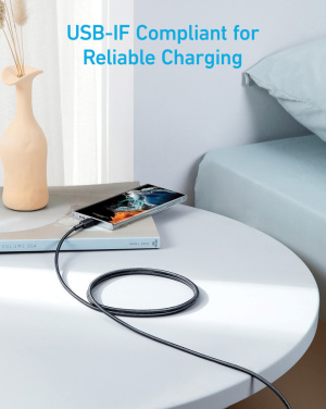 Logotrade verslo dovanos nuotrauka: „Anker“ USB-C–USB-C laidas, 1,8 metro, 60 W
