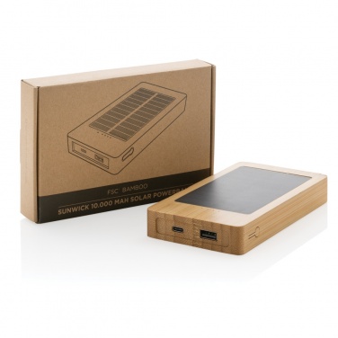 Logotrade biznesa dāvanas foto: Sunwick 10 000 mAh bambusa saules enerģijas banka