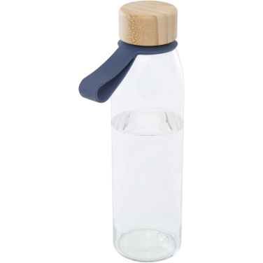 Logotrade biznesa dāvanas foto: Porto 500 ml stikla ūdens pudele ar silikona rokturi un bambusa vāku