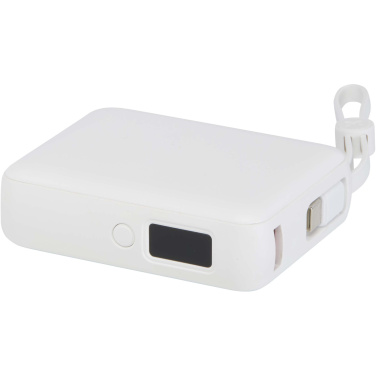 Logotrade ziemassvētku dāvanas foto: Acrux 10.000 mAh 35W planšetdatora pārnēsājamais akumulators ar iebūvētu C tipa kabeli - izgatavots no pārstrādātas plastmasas