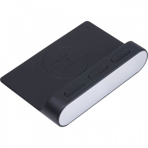 Logotrade logo dāvanas foto: Modinātājs un bezvadu lādētājs ADELAIDE