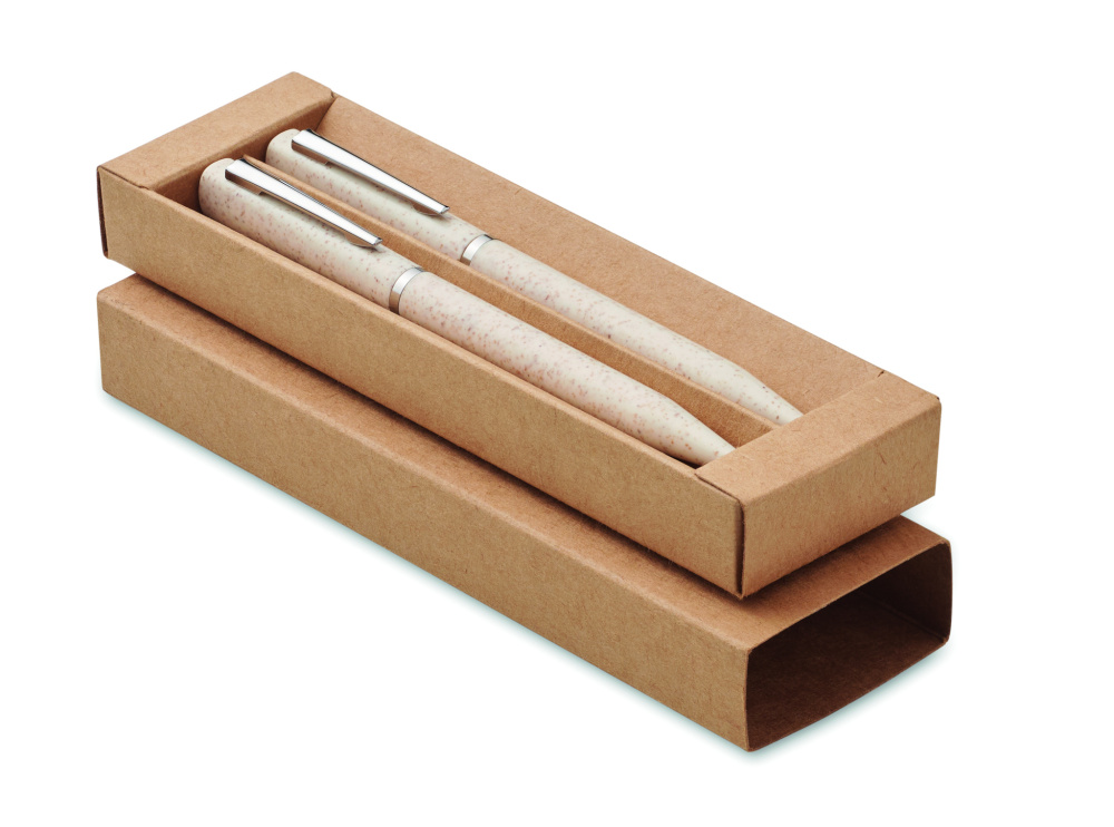 Логотрейд pекламные cувениры картинка: Wheat straw/ABS twist pen set