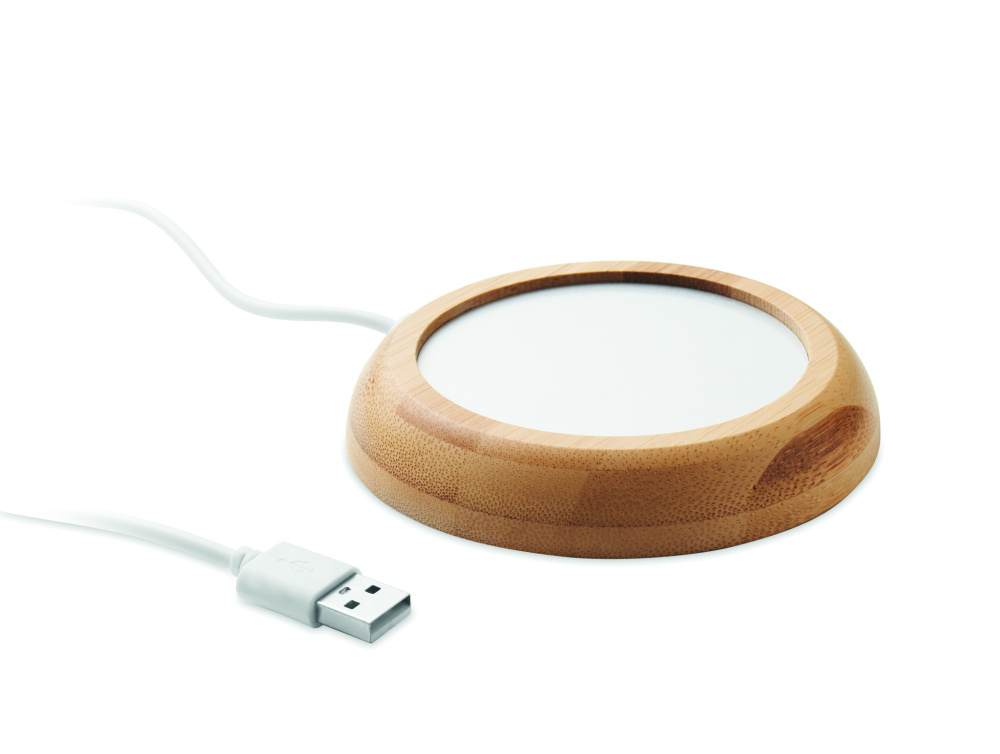 Лого трейд бизнес-подарки фото: Bamboo mug warmer with USB
