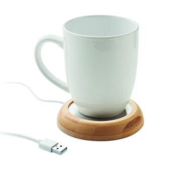 Лого трейд pекламные cувениры фото: Bamboo mug warmer with USB